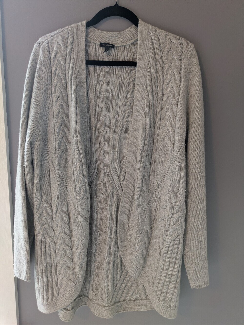 Talbots XL Cable Knit Cardigan Gray